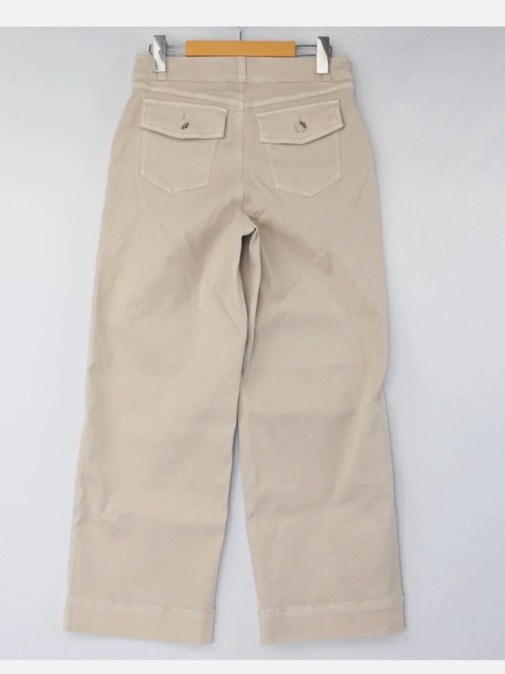 SPANX Spanx Womens Pants Stretch Twill Cropped Wide Leg Beige Bone Size NWT - Picture 2 of 8